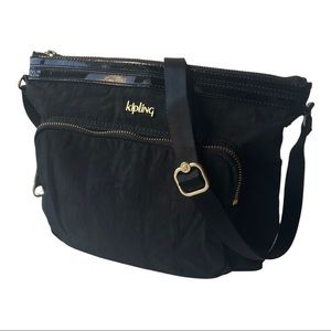 Kipling April Crossbody Bag Black w/ gold zippers